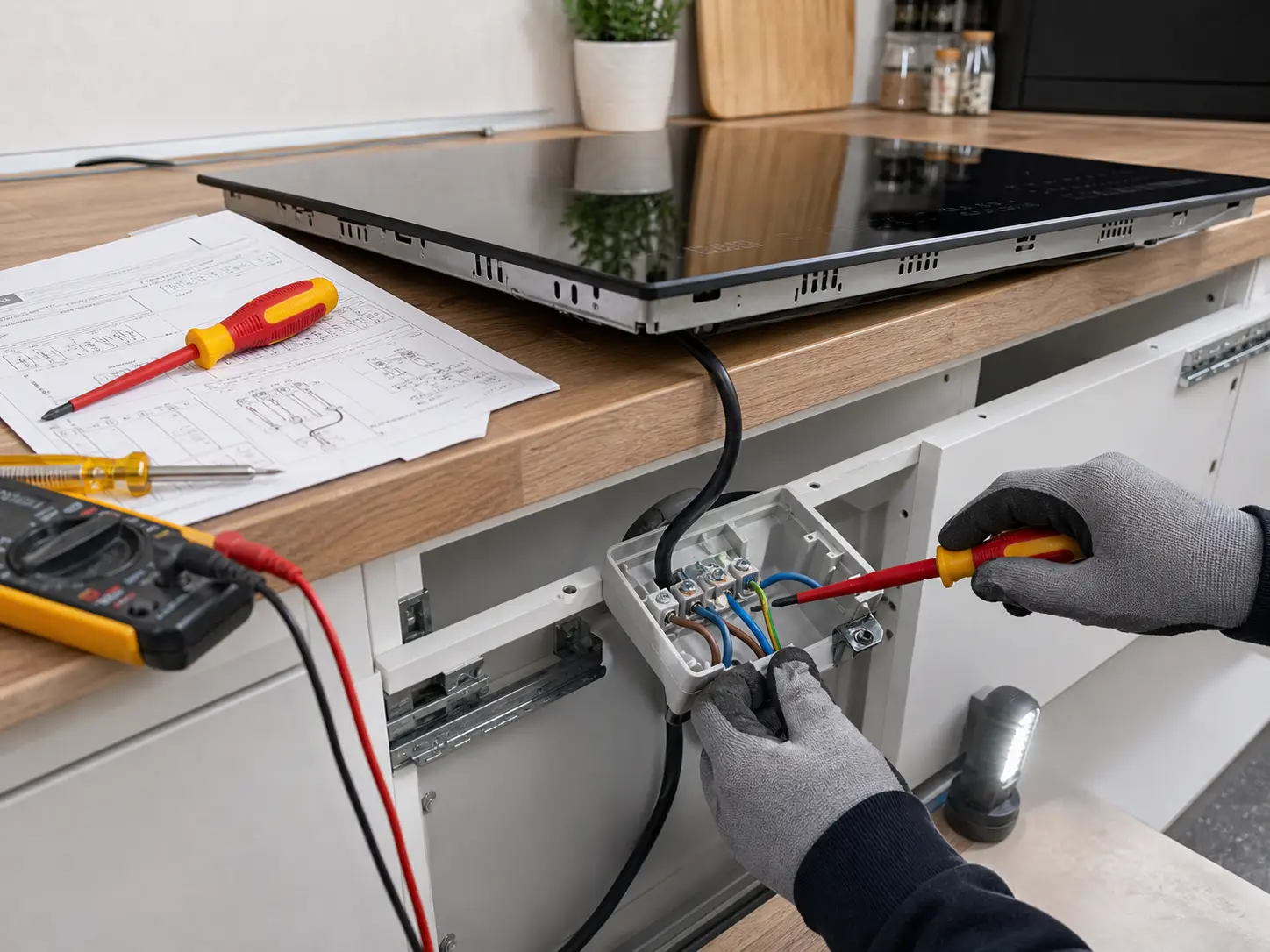 Podłączenie urządzenia elektrycznego bez wtyczki w kuchni